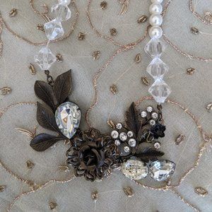 Pearl and Jewel Bib Necklace
